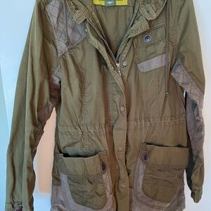 Eddie Bauer Green Utility hooded Jacket with Adjustable Waist Large